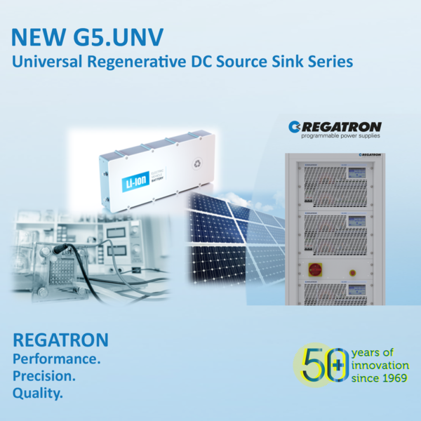 La nuova serie di alimentatori AC/DC bidirezionali rigenerativi universali G5.UNV di REGATRON offre prestazioni multifunzionali senza rivali.