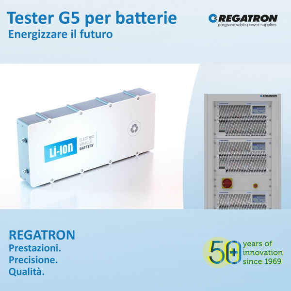 Tester per batterie REGATRON della serie G5.BT: stimolare l'elettrificazione dei veicoli e lo stoccaggio dell'energia