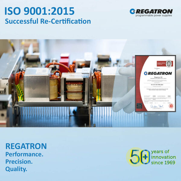 REGATRON passes re-certification according to EN ISO 9001:2015 in 2022