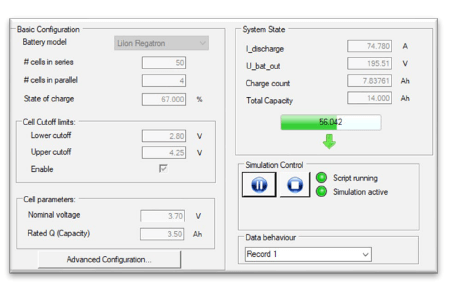 G5.BAS software interface – battery analysis and simulation tool for REGATRON power supplies